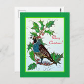 Carte Postale Quail à Holly (Devant / Derrière)