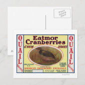 Carte Postale Quail Eatmor Cranberries Marque Étiquette (Devant / Derrière)