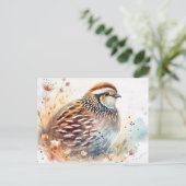Carte Postale Quail Watercolor Botanical (Debout devant)