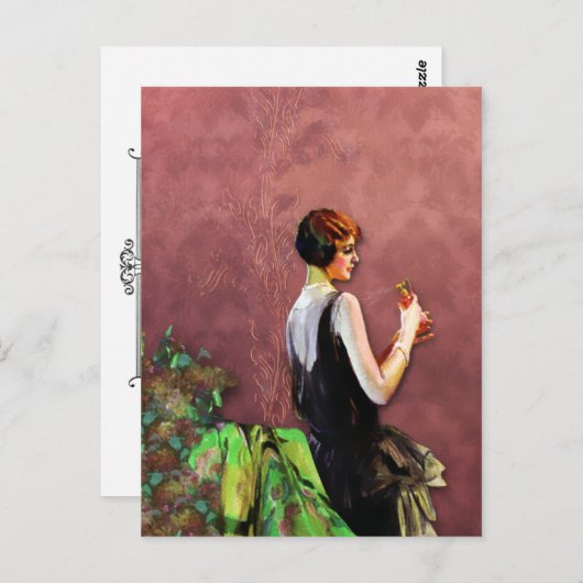 Carte Postale Qualité, 1920 s de fashion à Green and Rose (Devant / Derrière)