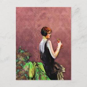 Carte Postale Qualité, 1920 s de fashion à Green and Rose
