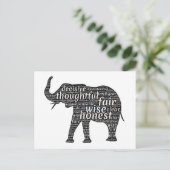 Carte Postale Qualités d'un nuage de mots d'éléphant (Debout devant)