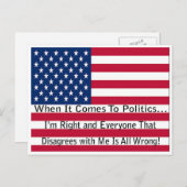 Carte Postale Quand Il S'Agit De Politique (Devant / Derrière)