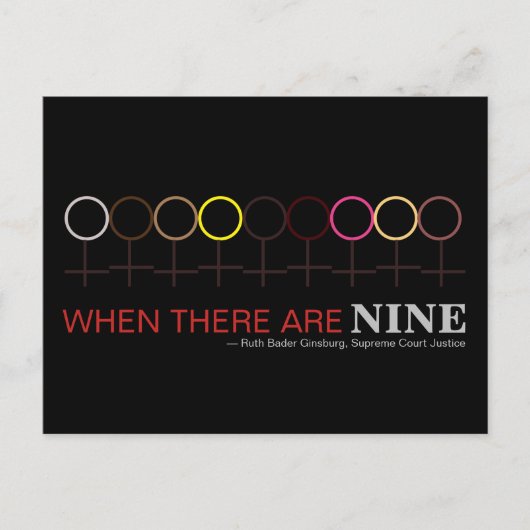 Carte Postale Quand il ya neuf Justice Ginsburg RBG Noir (Devant)