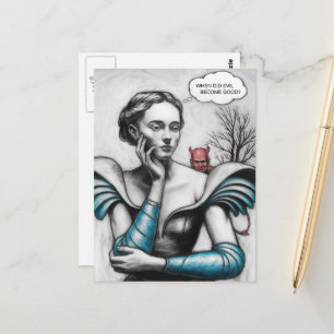 Carte Postale Quand le mal est-il devenu une bonne femme qui pen