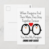 Carte Postale Quand les manchots trouvent leur partenaire, ils r (Devant / Derrière)