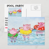 Carte Postale Quand les porcelets flottent - Cochons de natation (Devant / Derrière)