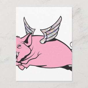 Carte Postale quand les porcs volent