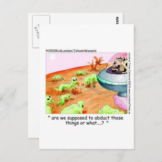 Carte Postale Quand Les Vaches Dirigent L'Espace Drôle Dons Tee  (Devant / Derrière)