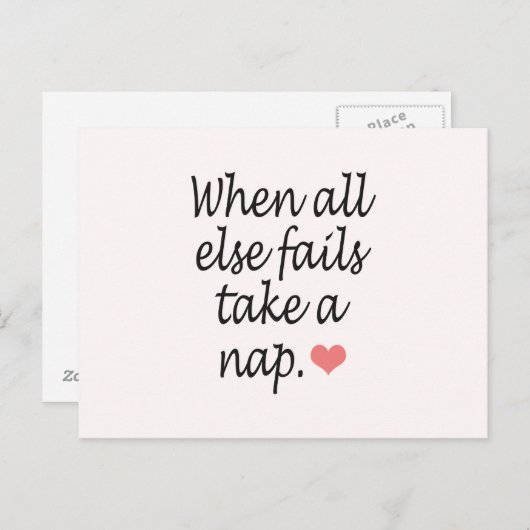 Carte Postale "Quand tout le reste échoue, fais une sieste" Cita (Devant / Derrière)