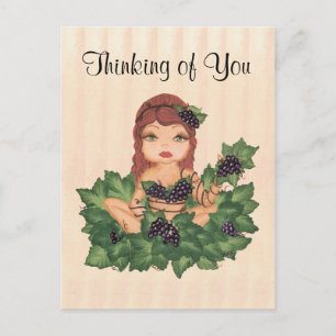 Carte Postale Quantum Cutie Grape Vine Girl Penser de vous