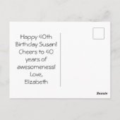 Carte Postale Quarante Roses Rouge Noires Dorées Fantastiques An (Dos)