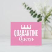 Carte Postale Quarantine Queen 2020 Pink Girly Virus (Debout devant)