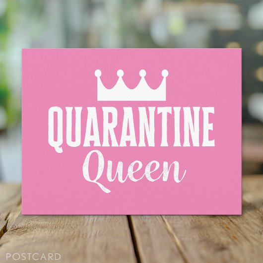 Carte Postale Quarantine Queen 2020 Pink Girly Virus