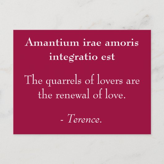 Carte Postale Quarres des amoureux - Citation de Terence (Devant)