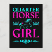 Carte Postale Quart Horse Girl en Aqua et Rose (Devant)