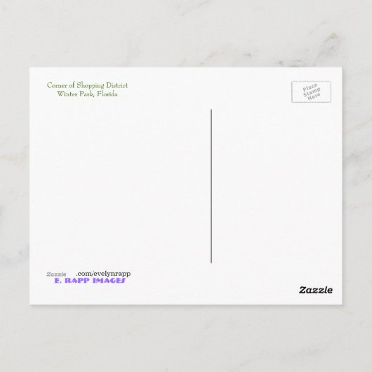 Carte Postale Quartier commerçant ~ Parc d'hiver, Floride (Dos)