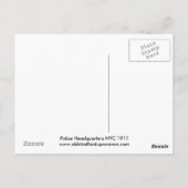 Carte postale, quartier général de la police, New  (Dos)