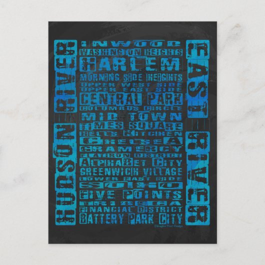 Carte Postale Quartiers NYC Bleu (Devant)