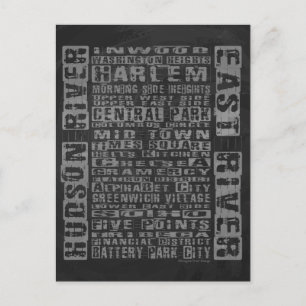 Carte Postale Quartiers NYC Gris