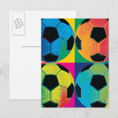 Carte Postale Quatre balles de football de couleurs différentes (Devant / Derrière)
