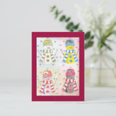 Carte Postale Quatre bonshommes de neige (Debout devant)