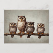 Carte Postale Quatre Charmants Chouettes (Devant)