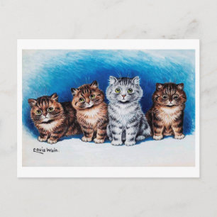 Carte Postale Quatre chatons, Louis Wain