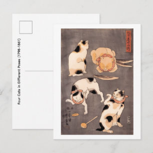 Carte Postale Quatre chats dans différentes poses (1798-1861)