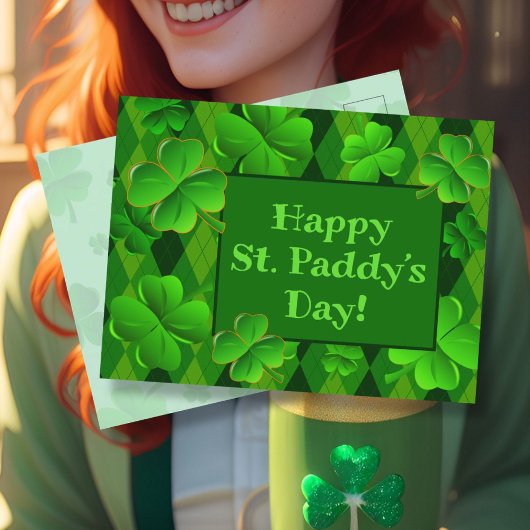 Carte Postale Quatre Clovers de feuilles Joyeux St. Paddys Day