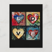 Carte Postale Quatre Coeurs dans les médias mixtes - AMOUR (Devant)
