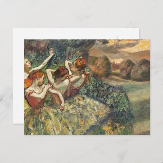 Carte Postale Quatre danseurs par Edgar Degas, Classique Ballet (Devant / Derrière)