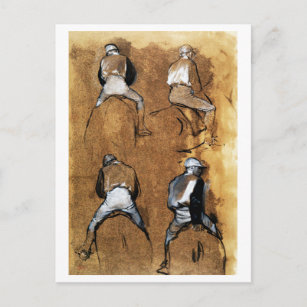 Carte Postale Quatre études d'un Jockey, Edgar Degas