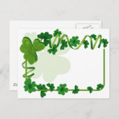 Carte Postale Quatre Leaf Clover Lucky Shamrocks de St Patrick (Devant / Derrière)