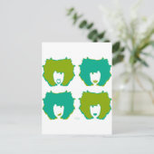 Carte Postale QUATRE MODES EN TURQUOISE et VERT (Debout devant)