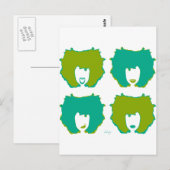 Carte Postale QUATRE MODES EN TURQUOISE et VERT (Devant / Derrière)