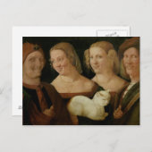 Carte Postale Quatre personnes rient à la vue d'un chat (Devant / Derrière)