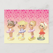 Carte Postale Quatre petites ballerines en tutus (Devant)