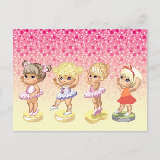 Carte Postale Quatre petites ballerines en tutus (Devant)