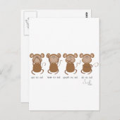 Carte Postale quatre singes (Devant / Derrière)