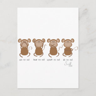 Carte Postale quatre singes