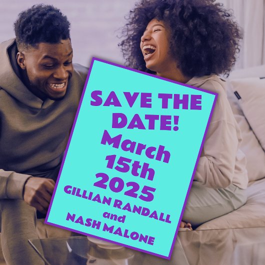 Carte Postale Quatre-vingt-dix violet sur Mariage Turquoise Enre