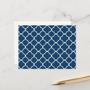 Carte Postale Quatrefoil bleu marine, Trellis