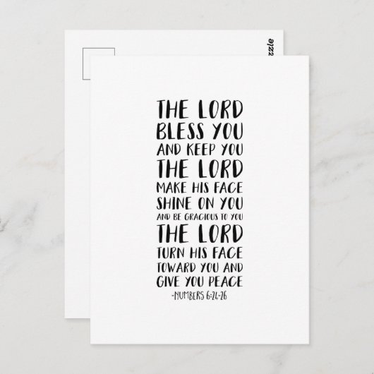 Carte Postale Que le Seigneur vous bénisse et vous garde, Nombre (Devant / Derrière)