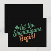 Carte Postale Que les Shenanigans Commencent Drôle Saint-Patrick (Devant / Derrière)
