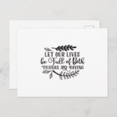 Carte Postale Que nos vies soient remplies à la fois de gratitud (Devant / Derrière)