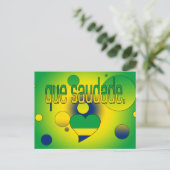 Carte Postale Que Saudade ! Brésil Drapeau couleurs Pop Art (Debout devant)