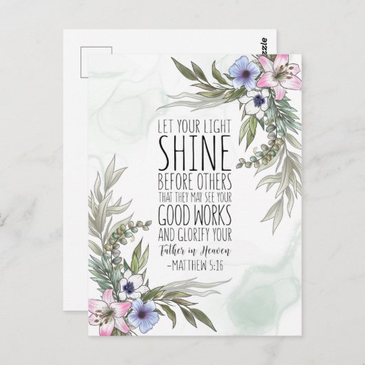 Carte Postale Que Ta Lumière Brille Devant Les Autres, Matthieu  (Devant / Derrière)