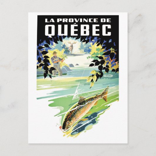 Carte Postale Québec, Canada. Pêche dans la rivière (Devant)