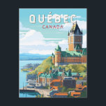 Carte Postale Québec Canada Voyage Art Rétro<br><div class="desc">Conception de voyage rétro de Québec. Québec,  niché dans l'est du Canada,  offre un mélange unique de charme européen et d'esprit nord-américain.</div>